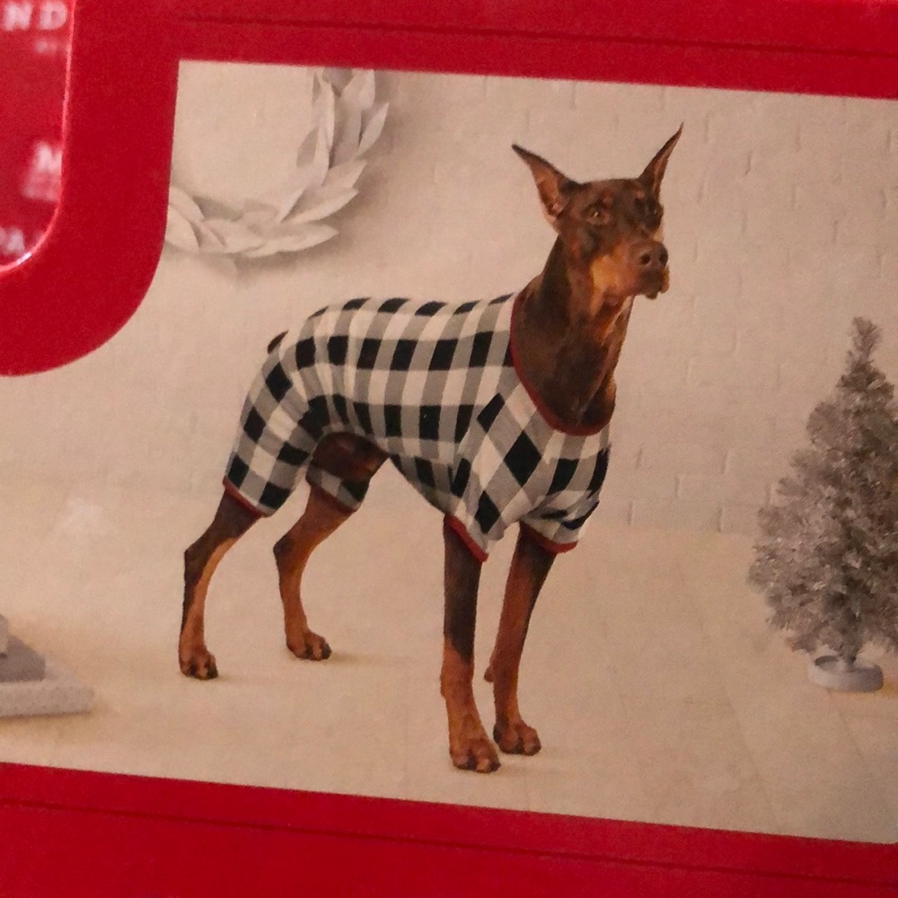 Pet Pajamas. Black and white Buffalo plaid. - Picture 4 of 11